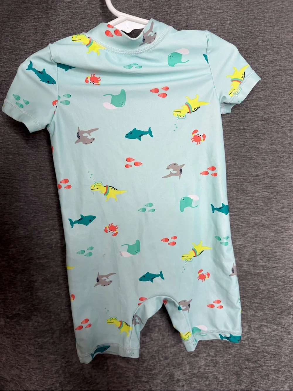 Carter's Light Aqua Sea Creatures Zip One-Piece